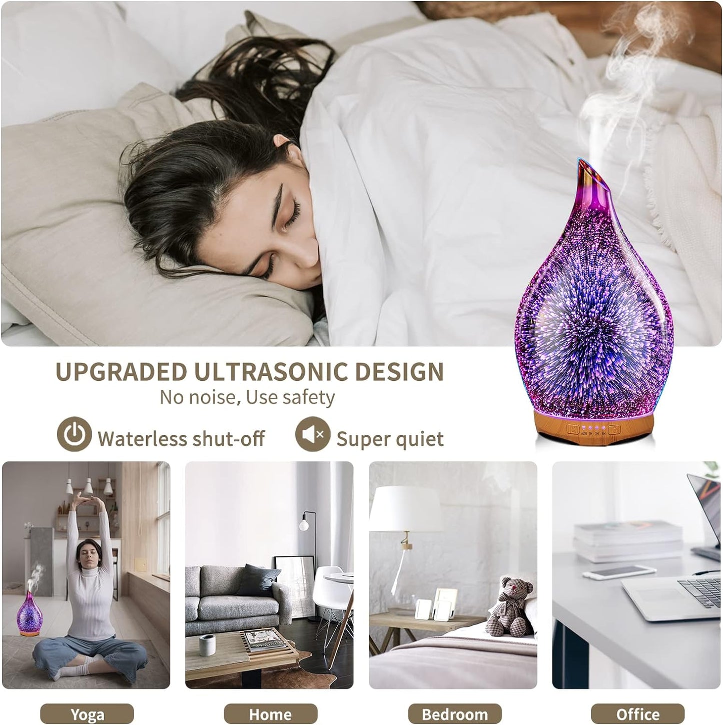 280ML Essential Oil Diffuser, Aroma Ultrasonic Humidifier with Remote Control, BPA Free, Auto Shut-Off, Timer Setting