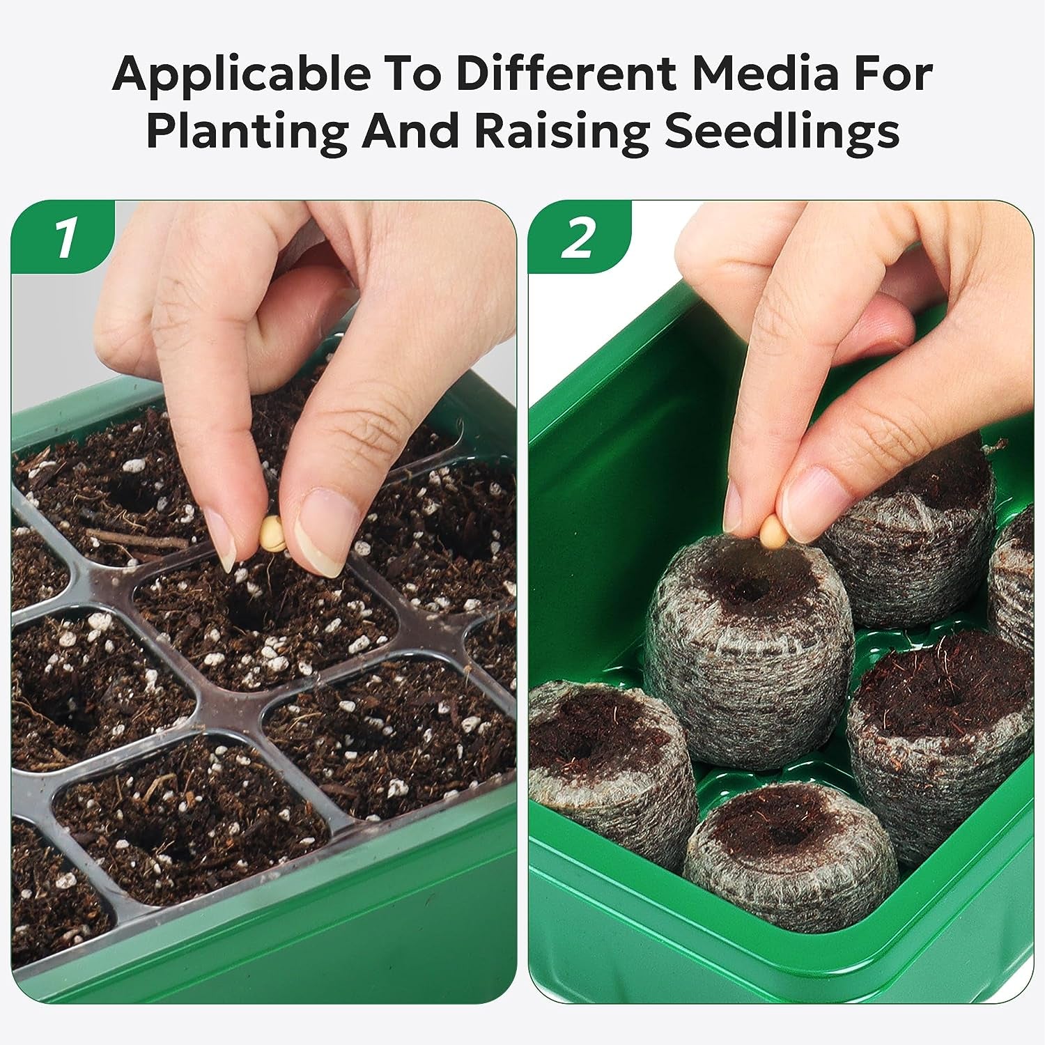 10 Packs Seed Starter with Humidity Dome (120 Cells Total Tray) Growing Starting Seed Starting Trays Plant Starter and Base Mini Greenhouse Germination Kit