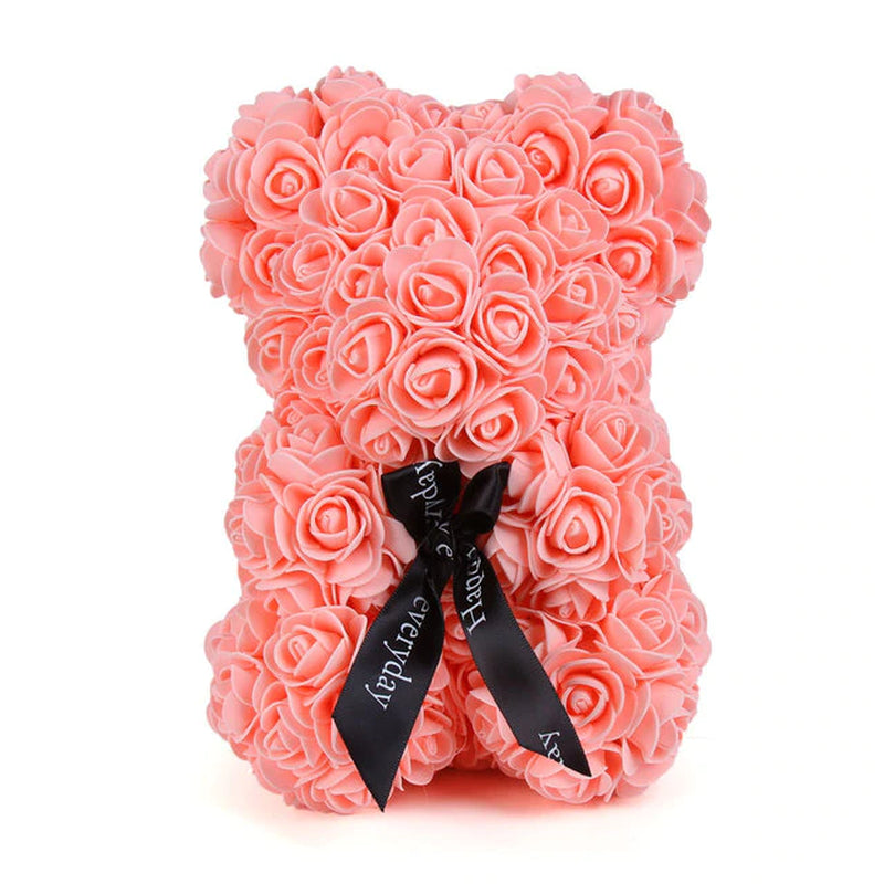 25Cm Roses Bear in Gift Box Red Roses Teddy Bear Soap Bear of Rose Foam for Christmas Days