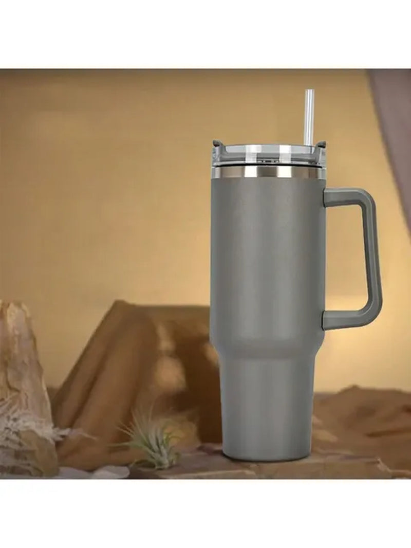 1200ML 304 Stainless Steel Insulated Water Bottle,Thermal Coffee Car Cup, Cold Hot Mugs Vacuum Flask with Handle Straw,For Sport