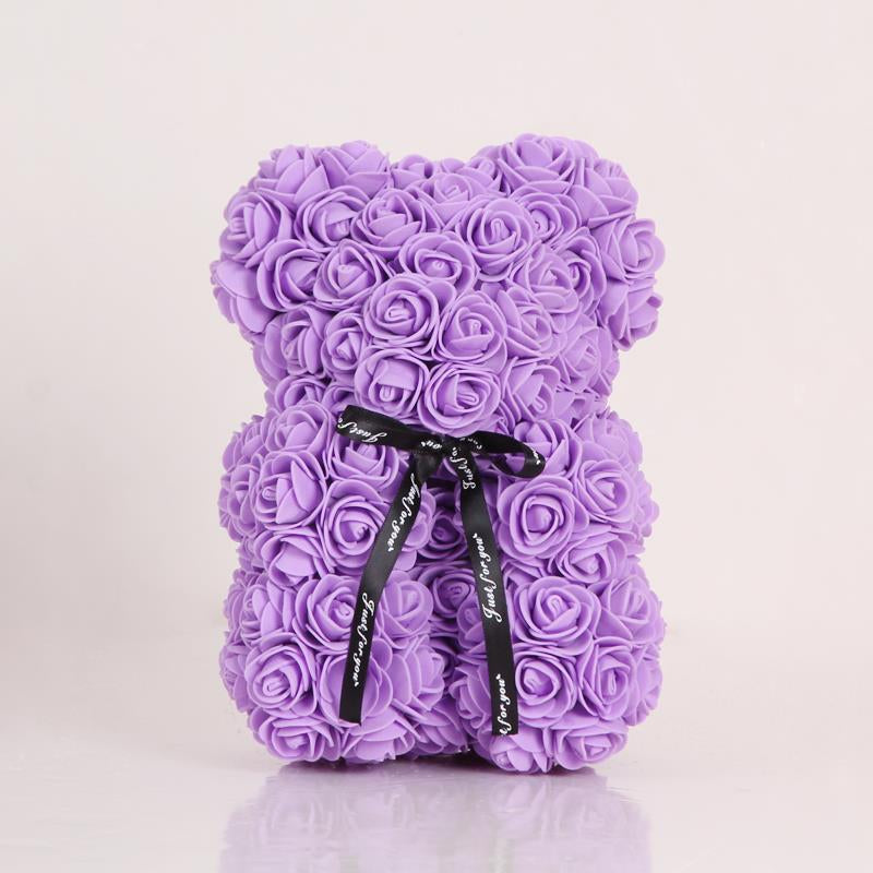 25Cm Roses Bear in Gift Box Red Roses Teddy Bear Soap Bear of Rose Foam for Christmas Days