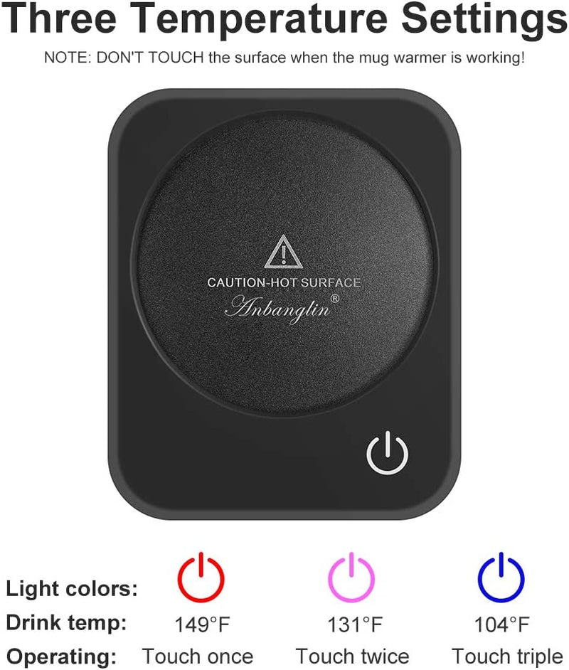 Coffee Warmer, Coffee Mug Warmer for Desk with Auto Shut Off, Coffee Cup Warmer for Coffee Milk Tea, Candle Wax Cup Warmer Heating Plate (Black-No Mug)