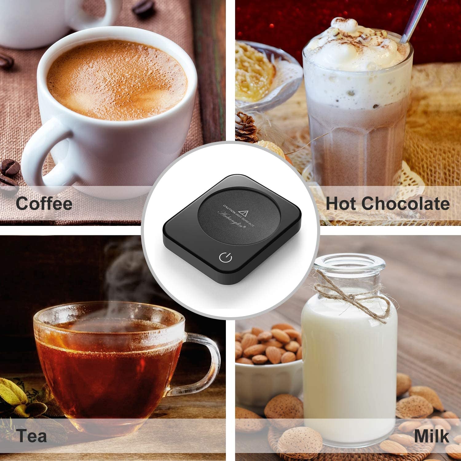 Coffee Warmer, Coffee Mug Warmer for Desk with Auto Shut Off, Coffee Cup Warmer for Coffee Milk Tea, Candle Wax Cup Warmer Heating Plate (Black-No Mug)