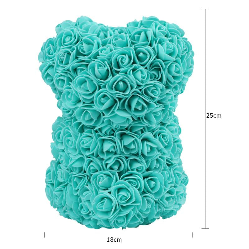 25Cm Roses Bear in Gift Box Red Roses Teddy Bear Soap Bear of Rose Foam for Christmas Days