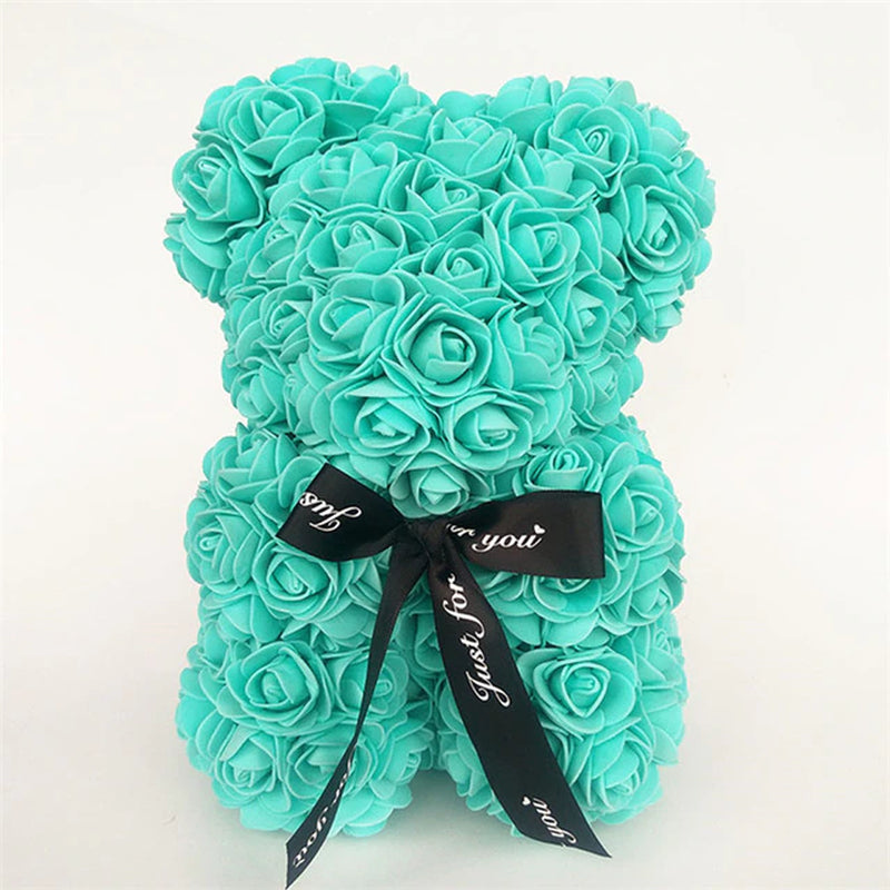 25Cm Roses Bear in Gift Box Red Roses Teddy Bear Soap Bear of Rose Foam for Christmas Days