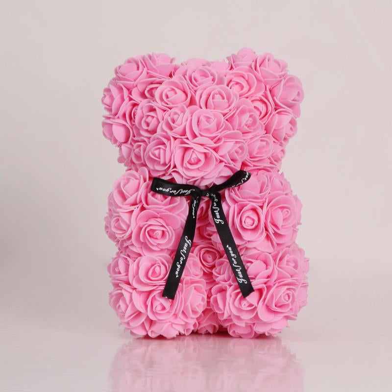 25Cm Roses Bear in Gift Box Red Roses Teddy Bear Soap Bear of Rose Foam for Christmas Days
