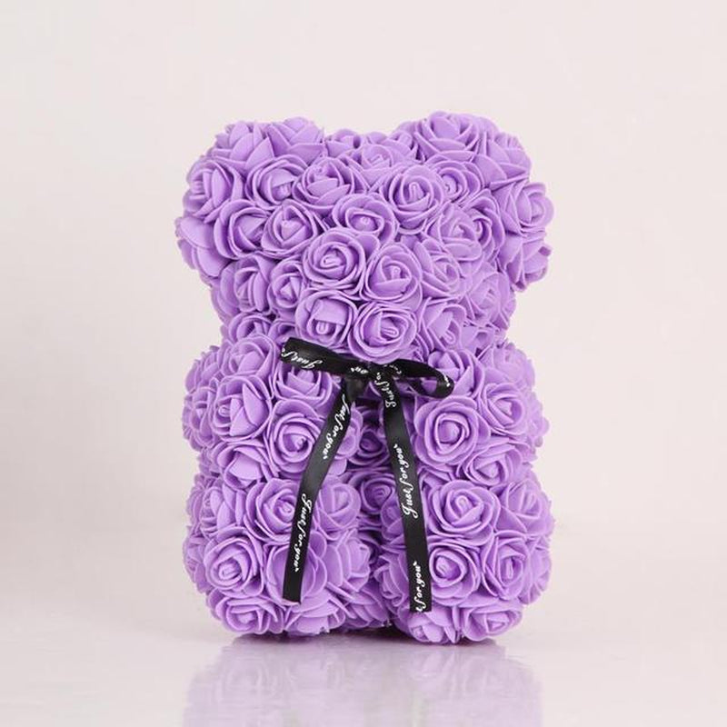 25Cm Roses Bear in Gift Box Red Roses Teddy Bear Soap Bear of Rose Foam for Christmas Days
