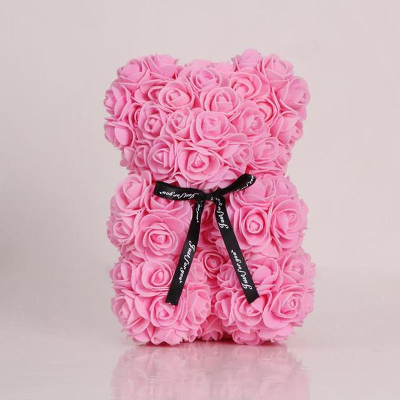 25Cm Roses Bear in Gift Box Red Roses Teddy Bear Soap Bear of Rose Foam for Christmas Days