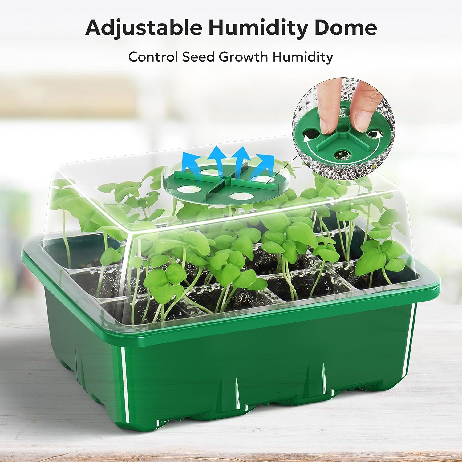 10 Packs Seed Starter with Humidity Dome (120 Cells Total Tray) Growing Starting Seed Starting Trays Plant Starter and Base Mini Greenhouse Germination Kit