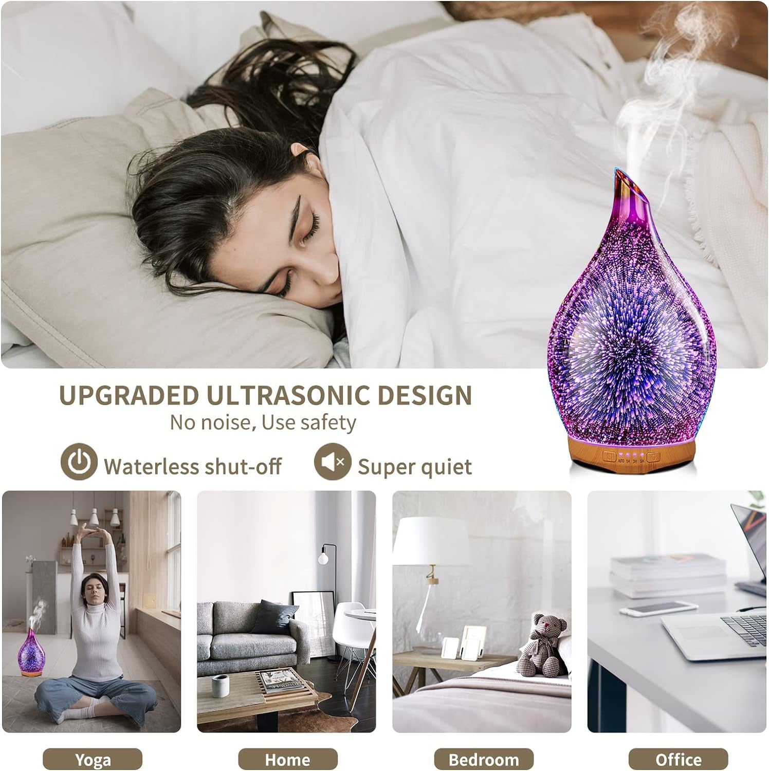 280ML Essential Oil Diffuser, Aroma Ultrasonic Humidifier with Remote Control, BPA Free, Auto Shut-Off, Timer Setting