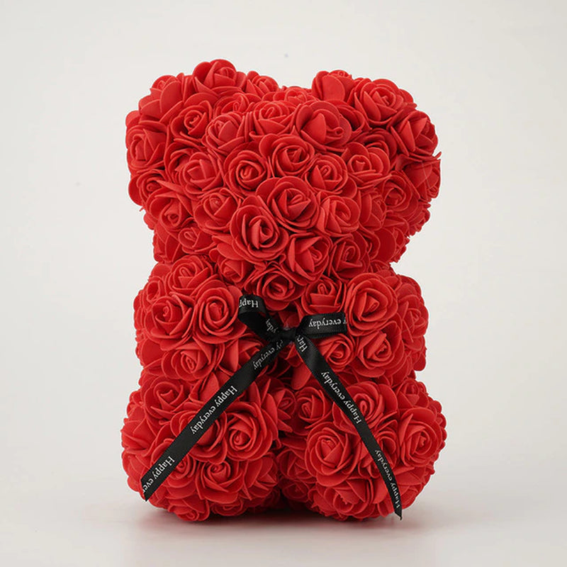 25Cm Roses Bear in Gift Box Red Roses Teddy Bear Soap Bear of Rose Foam for Christmas Days