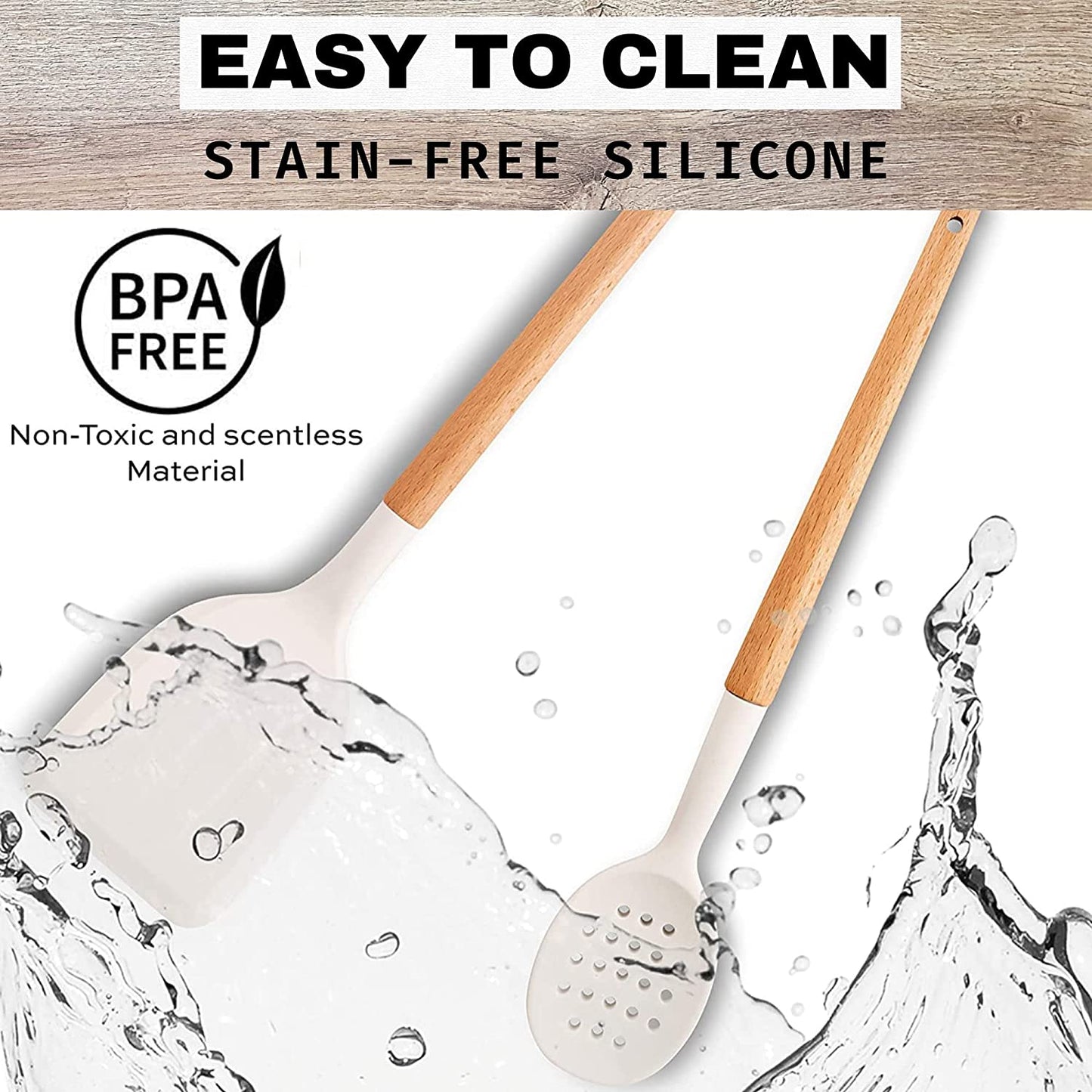 Silicone Cooking Utensils, Kitchen Utensils, Cooking Utensils Set - Silicone Spatula, Tongs, Ladle, Serving Spoons-Non-Stick, BPA Free Kitchen Utensils Set with Holder (Design 02)